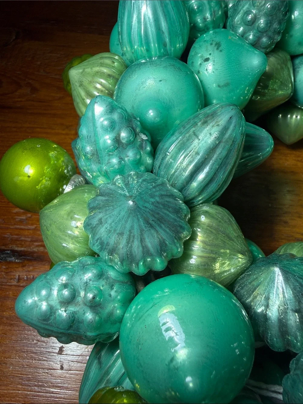 🌲 10” Creative Co-Op Glass Turquoise and Green Decorative Holiday Wreath